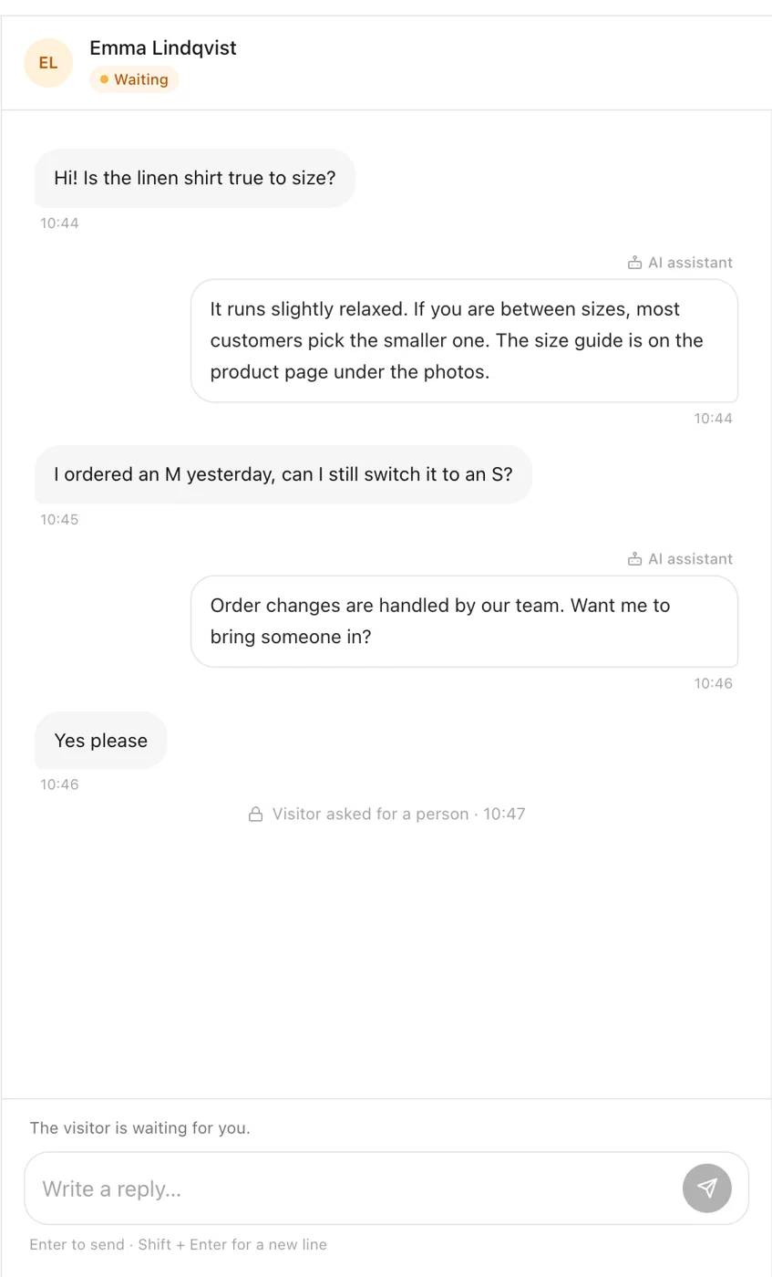 The Inbox with a visitor waiting for a person